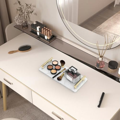 XZHXFX Marble Bathroom Tray with Gold Handles,Small, - color: Gold, size: 10.6" x 4.7" x 2"