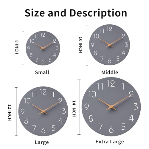 Mosewa Wall Clock 12" Silent Non-Ticking Battery Operated Modern Simple - color: C_gray, size: 12 Inch