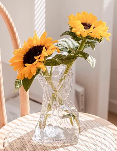 8.5IN Large Glass Vase, Irregular Clear Tall Flower vases for Centerpieces - color: Clear, size: Large