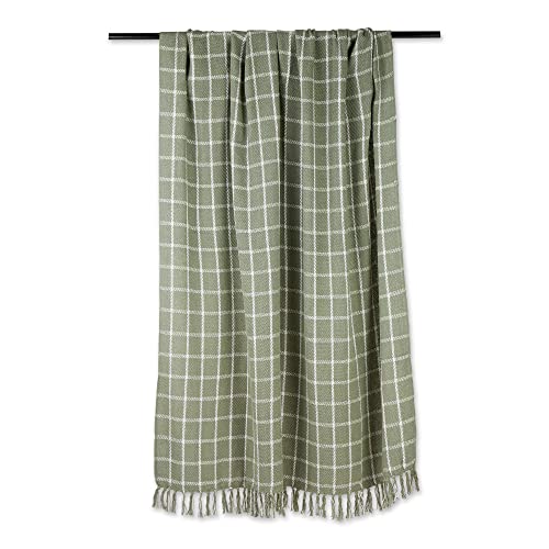 DII Transitional Checked Plaid Woven Throw, 50x60, Artichoke Green - color: Artichoke Green, size: 50x60"