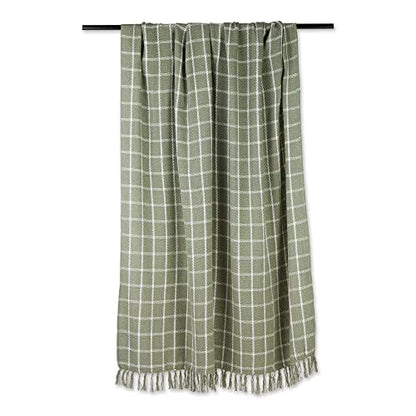 DII Transitional Checked Plaid Woven Throw, 50x60, Artichoke Green - color: Artichoke Green, size: 50x60"