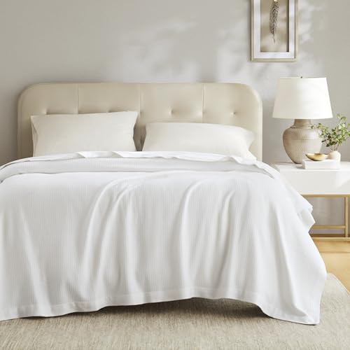 Madison Park Queen Blanket Egyptian Cotton Summer Cozy Full Size White - color: White, size: Full/Queen