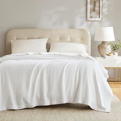 Madison Park Queen Blanket Egyptian Cotton Summer Cozy Full Size White - color: White, size: Full/Queen