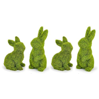 Easter Bunny Decorations,Resin Moss Bunny Figurine,Garden Artificial Moss Rabbit Easter Décor Easter Party Favors Gifts (4PCS) - size: Small 4PCS