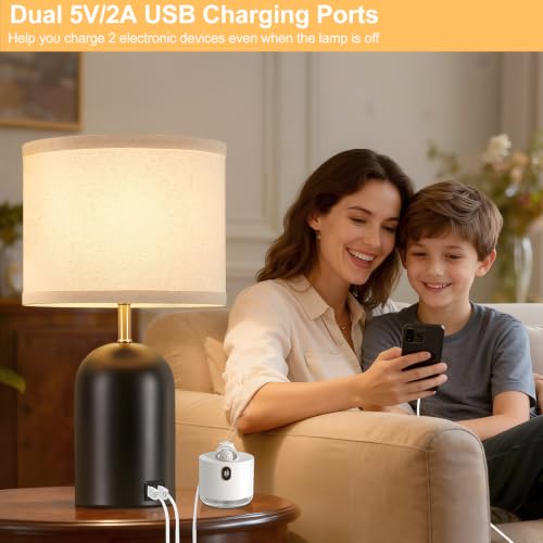 GyroVu Touch Control Table Lamps Set of 2, Black Bedside Lamps for Bedroom - color: Gold & Black