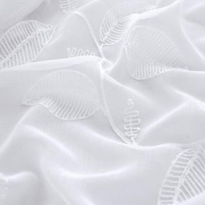 BGment White Sheer Curtains 72 Inches Long Living Room 2 Panels - color: White-leaf, size: 42"W x 72"L (Pack of 2)