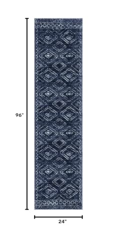 KILOCOCO Washable Runner Rug 2x8 ft Non Slip Runners for Hallway, Dark Blue - color: Dark Blue, size: 2' x 8' (Runner)