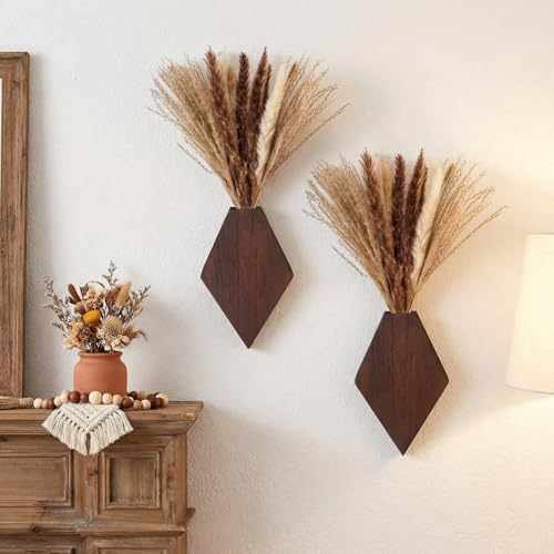 2 Pcs Wooden Wall Planters, Brown, Regular Style - color: Brown, style: Regular Style