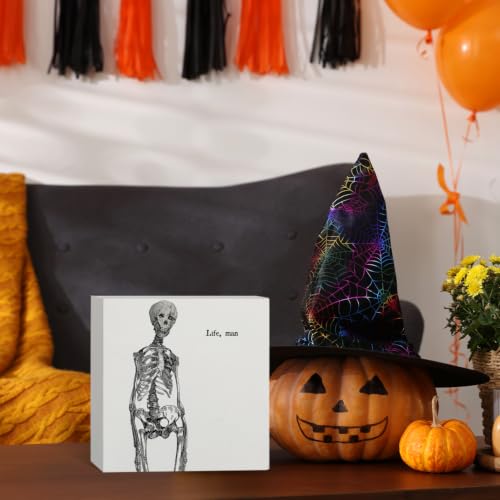 Halloween Gothic Skeleton Anatomy Wooden Box Sign Desk Decor - color: Spooky Skull