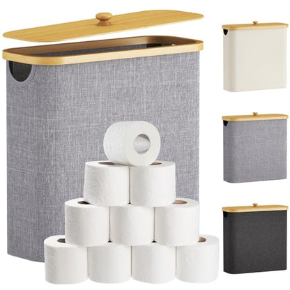 Lifewit Toilet Paper Storage Holder Extra Large Stand Basket 30L Light Gray - color: Gray, size: 30L