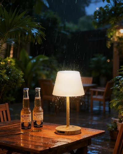 SAIWEYA Outdoor Waterproof Shower Lamp, 8000mAh Rechargeable Bathroom Lamp - color: Wood Grain, size: 8000mAh