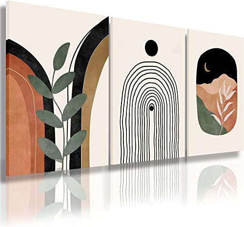 Boho Wall Art Set of 3, Mid Century Modern Canvas Wall Painting, Neutral Abstract Geometric Prints for Bedroom, Bathroom, Living Room, Office - color: Boho Prints-2, size: 20x30inchx3pcs