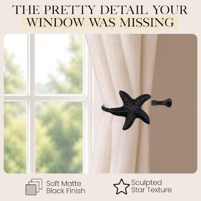 RTZEN Metal Curtain Tiebacks, Drapery Holders for Wall, 2 Pcs - size: Medium, style: Starfish