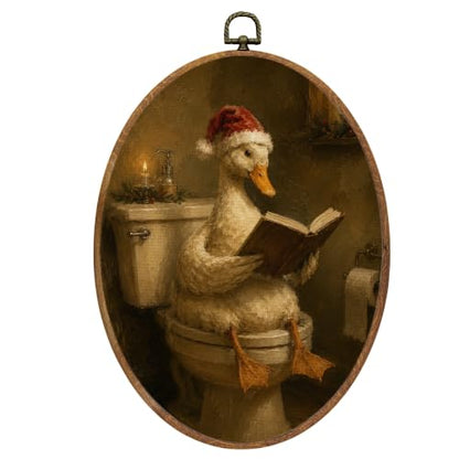 Mcehtle Funny Santa Duck Bathroom Wall Art Decor Framed 8.6x11.4 - color: 39