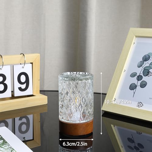 Battery Operated Light with Timer,Adult Night Lights for Bedroom,Mini Lamp for Lndoor Use in Bathroom, Hallway,Glass Decorative Warm Light Lamp (Warm Light)