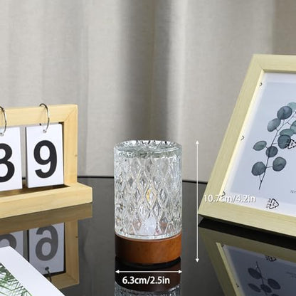 Battery Operated Light with Timer,Adult Night Lights for Bedroom,Mini Lamp for Lndoor Use in Bathroom, Hallway,Glass Decorative Warm Light Lamp (Warm Light)