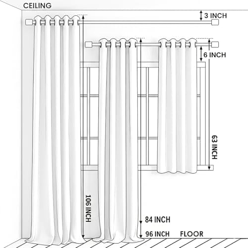 VOGOL Embroidered Sheer Curtains 84 inches Long Grommet Window Treatment Voile Panel Drape for Living Room Kichen, Two Panels, W54 x L84 inch - color: C2, size: 54"W x 84"L (Pack of 2)