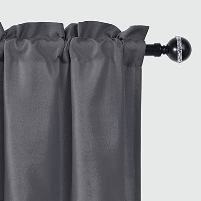 JIUZHEN Dark Grey Valance Curtains for Window 1 Panel, 52 x 18 Inches - color: Dark Grey, size: 52"W x 18"L (Pack of 1)