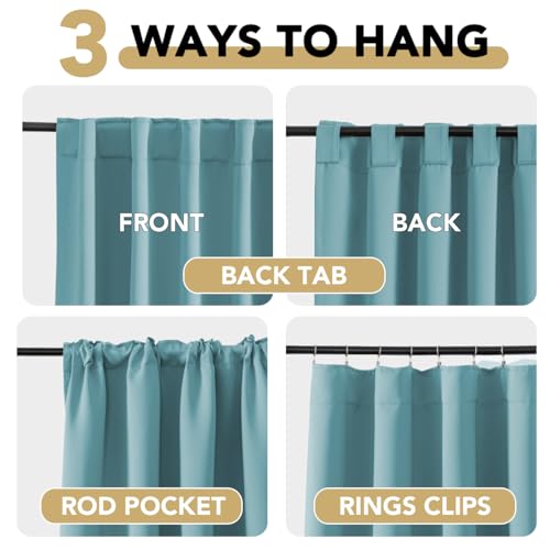 H.VERSAILTEX Blackout Curtains Thermal Insulated Window Treatment Panels Room Darkening Blackout Drapes for Living Room Back Tab/Rod Pocket Bedroom Draperies, 52 x 45 Inch, Aqua, 2 Panels - color: Aqua, size: 52"W x 45"L (Pack of 2)