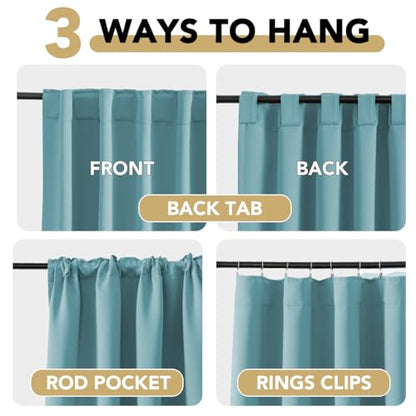 H.VERSAILTEX Blackout Curtains Thermal Insulated Window Treatment Panels Room Darkening Blackout Drapes for Living Room Back Tab/Rod Pocket Bedroom Draperies, 52 x 45 Inch, Aqua, 2 Panels - color: Aqua, size: 52"W x 45"L (Pack of 2)