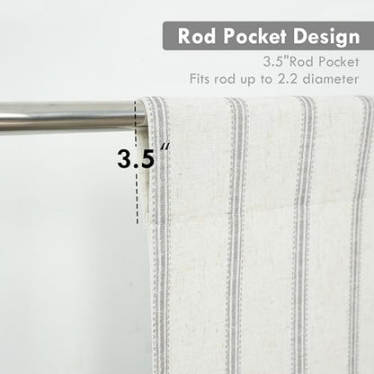 DriftAway Farmhouse Double Layer Linen Blackout Tie Up Curtains Thermal Insulated Vertical Striped Fully Lined Balloon Roman Shade Bathroom Window Adjustable Rod Pocket 25 Inch by 47 Inch Gray - color: Grey, size: 25"W x 47"L (Pack of 1)