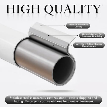 RYB HOME White Curtain Rod for Windows 1 Inch Stainless Steel Leaf Finials - color: Matt White, size: 48-86"