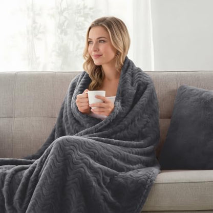 Exclusivo Mezcla Soft Fleece Blanket King Size for Bed, Sofa, Dark Grey - color: Dark Grey, size: King ( 90x104 IN )