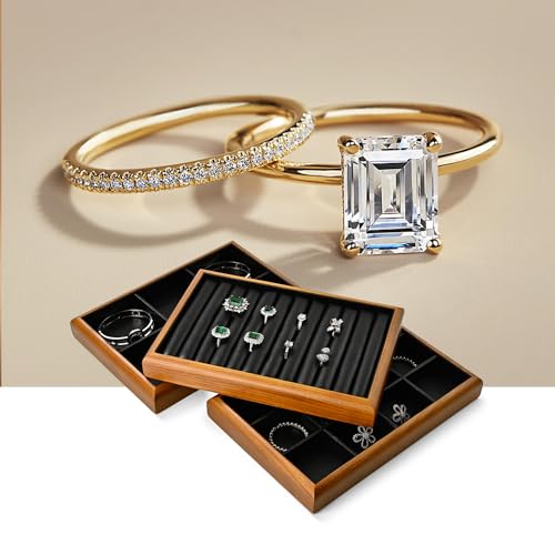 Oirlv Black Wood Jewelry Ring Display Tray - color: Black, size: 11 slot