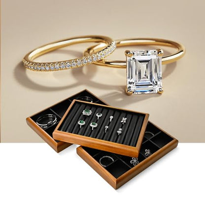 Oirlv Black Wood Jewelry Ring Display Tray - color: Black, size: 11 slot