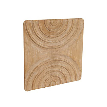 Bloomingville Boho Square Wood Wall Art with Carved Arches, Natural