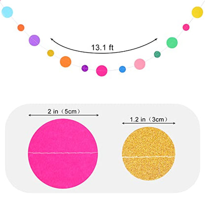 Outus 5 Pieces Dot Garland Banner Hanging, Rainbow - color: Rainbow