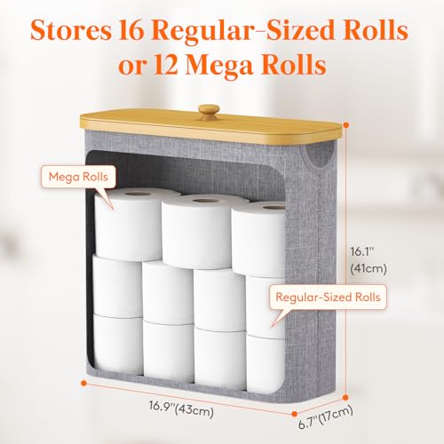 Lifewit Toilet Paper Storage Holder Extra Large Stand Basket 30L Light Gray - color: Gray, size: 30L