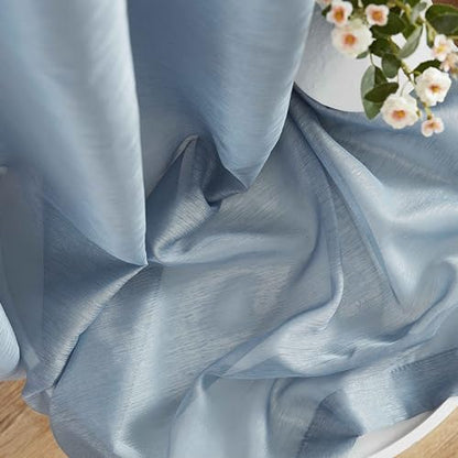 HLC.ME Semi Sheer Grommet Window Curtains, 2 Panels, 54x84 Inch, Dusty Blue - color: Dusty Blue, size: 54"W x 84"L (Pack of 2)