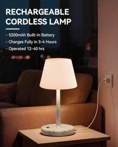 SAIWEYA Outdoor Waterproof Shower Lamp, 5200mAh Rechargeable Bathroom Lamp - color: Marble White, size: 5200mAh