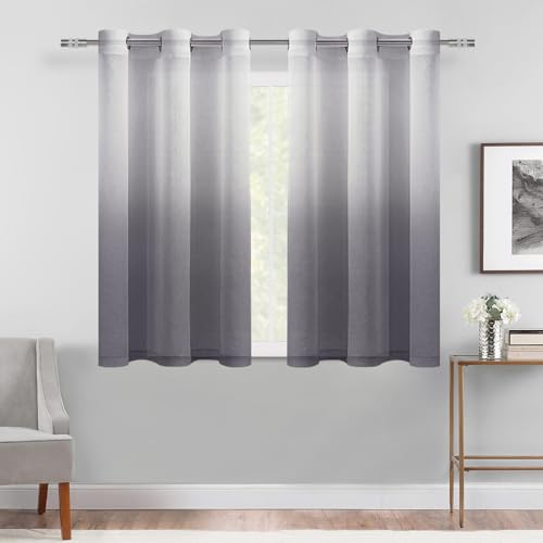 DWCN Grey Ombre Sheer Curtains 54 Inches Long for Living Room 2 Panels Set - color: Grey, size: 42"W x 54"L (Pack of 2)