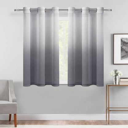DWCN Grey Ombre Sheer Curtains 54 Inches Long for Living Room 2 Panels Set - color: Grey, size: 42"W x 54"L (Pack of 2)