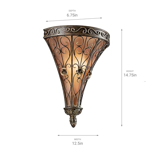 Kichler Marchesa 14.75" 1-Light Wall Sconce Light, Terrene Bronze