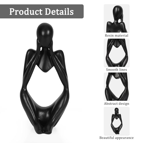 Sandstone Resin Thinker Statue Style Abstract Sculpture, Black, Focus - color: Small Black, size: Focus 1pc