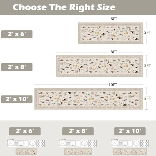 Beige Floral Hallway Runner Rug 2x6 for Bedroom Kitchen - color: Beige Dog, size: 2' x 6' (Rectangular)