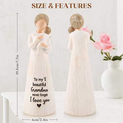 Grandma Gift from Grandson, Grandma Birthday Gifts, Grandma Figurines - color: White-grandma