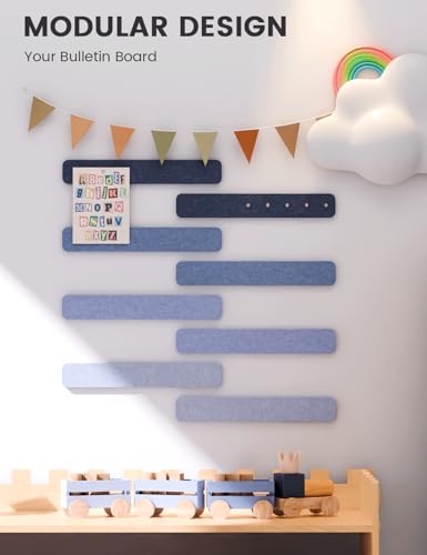 Fluxynara 13" x 2" Felt Wall Panels, Denim Mist - color: Denim Mist, size: 8-pack
