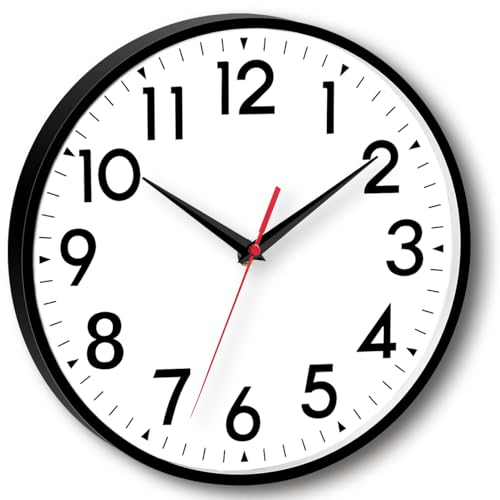 DAXSMY 16 Inch Wall Clock, Battery Operated Silent Non Ticking - color: A-black, size: 16"
