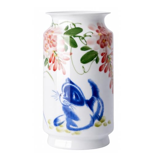 Blue and White Vintage Vase Chinoiserie Farmhouse Decorative Vases Flower Terracotta pots for Tableshelf Bookshelf Bathroom Living Room Kitchen cat 8.3inch - color: Cat, size: 4"X8.3"