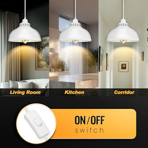 Plug in Pendant Light, 15FT Hanging Lights with Plug in Cord, On/Off Switch - color: Big White