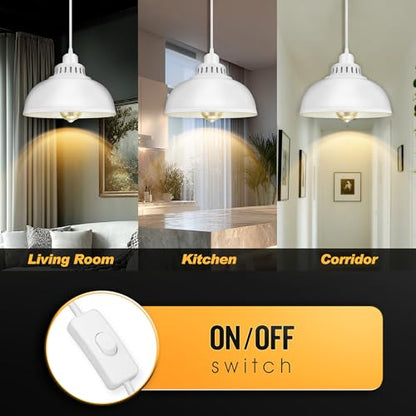 Plug in Pendant Light, 15FT Hanging Lights with Plug in Cord, On/Off Switch - color: Big White