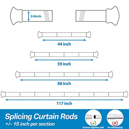 White Curtain Rods, Small Curtain Rods for Windows 48 to 84 Inch, 5/8 Heavy Duty Matte White Curtain Rod Set with Brackets, Adjustable Splicing Drapery Rod - color: White, size: 48-84" (1pc)