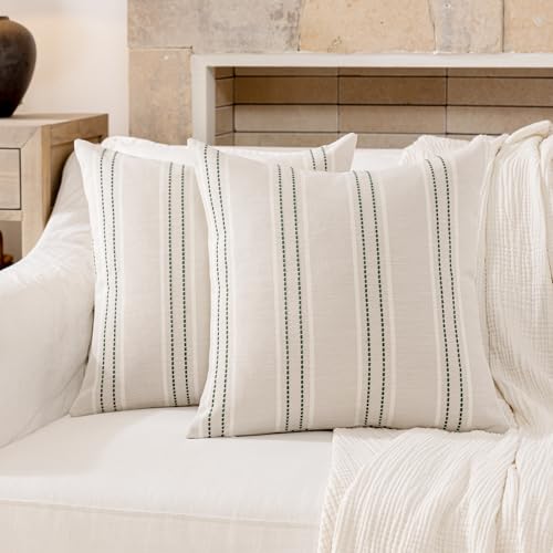 Hckot Spring Throw Pillow Covers 16x16 Set of 2 Green Pillow Covers - color: Dark Green, size: 16" x 16" (Pack of 2)