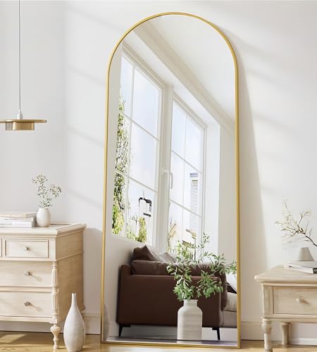 Full Length Mirror, 71"x26" Arched Standing Mirror Full Length (Gold) - color: Gold, size: 71"L x 26"W