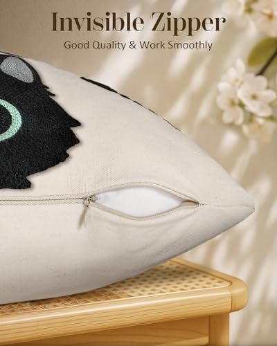 Embroidered Throw Pillow Cover 20x20 Inch, Cat Bone - color: Cat Bone, size: 20" x 20" (Pack of 1)