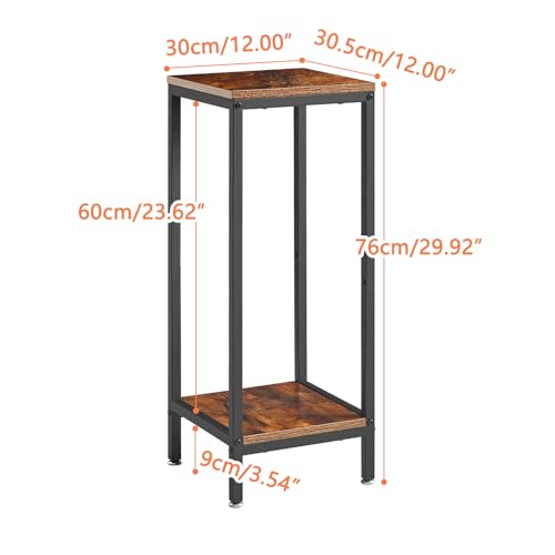 IBUYKE 30 Inch Tall Plant Stand Indoor, 2 Tier Wood Flower Stand, TMJ071H - color: Rustic Brown-Square